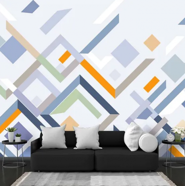 Pola geometris berwarna-warni yang menciptakan kesan modern